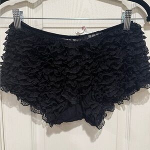 Legs Avenue Black Ruffled Lace Ruffle Boy Shorts